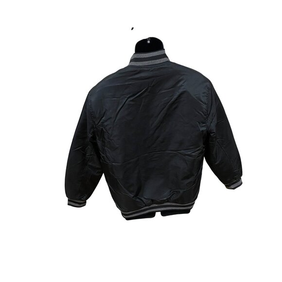 NFL Team Apparel Black Bomber Jacket Quilted Interior Snap-Button Front Fits Men - Picture 8 of 8